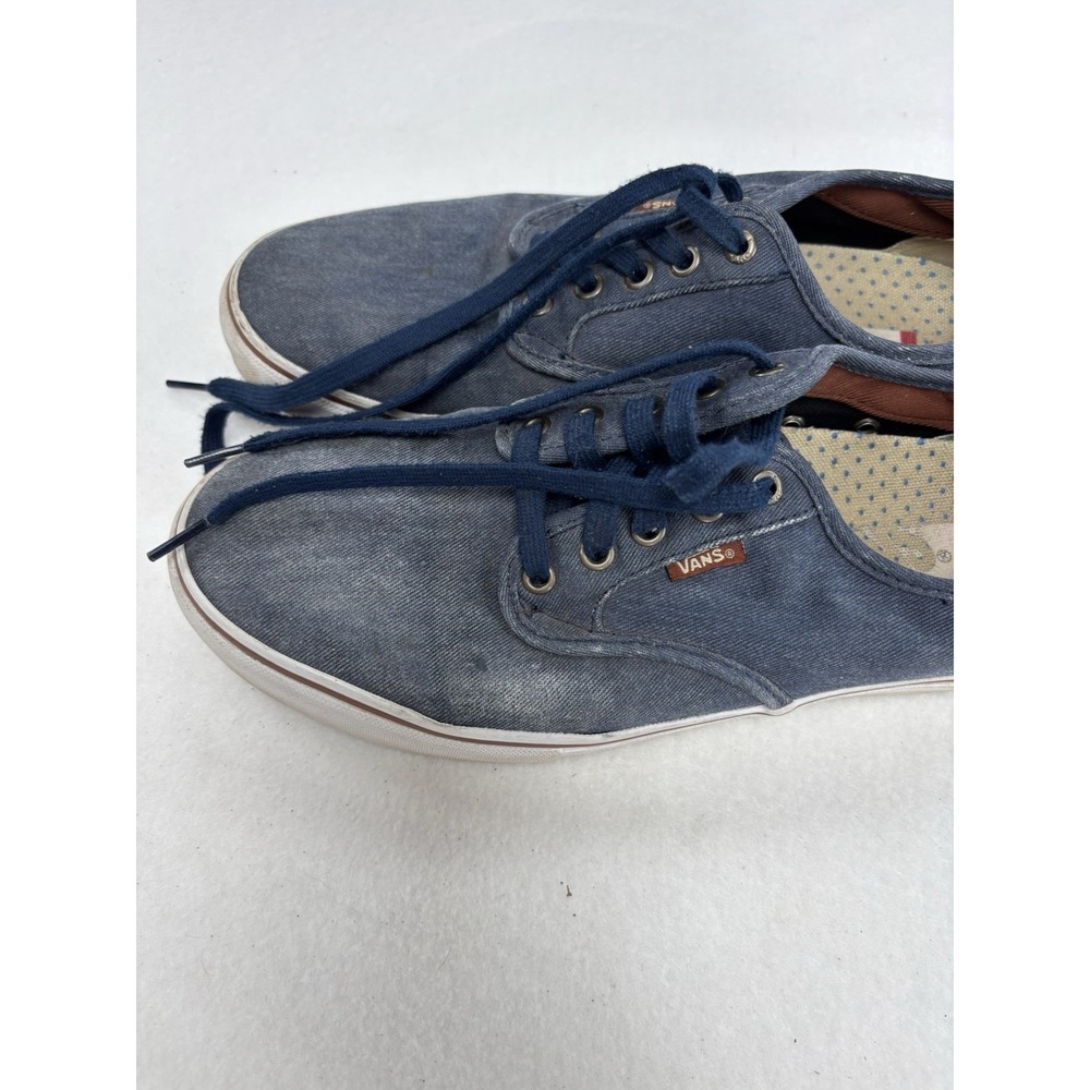 VANS Men's Blue Denim Lace-Up Casual Sneakers Round Toe US 9.5‎